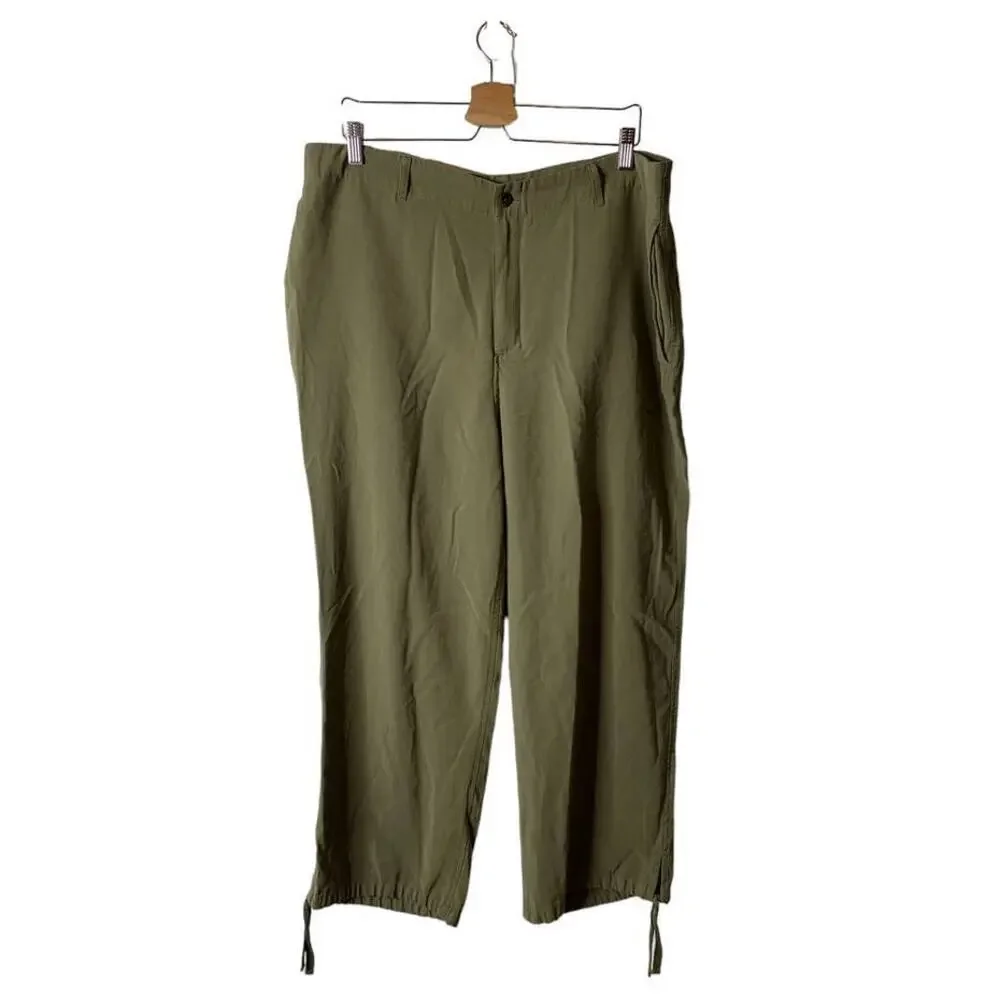Lauren Ralph Lauren Twill Tapered Ankle Pant in Olive Fern Plus Size 16 - Picture 2 of 12